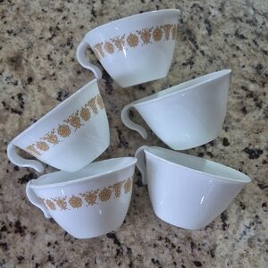 Corelle By Corning Butterfly Gold Hook Handle Tea Cups- Set Of 5
